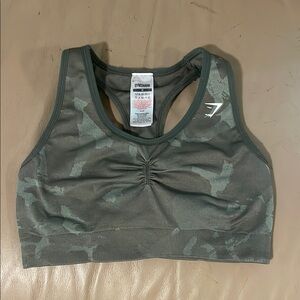 Gymshark Camo Sports Bra - Gray and Green
